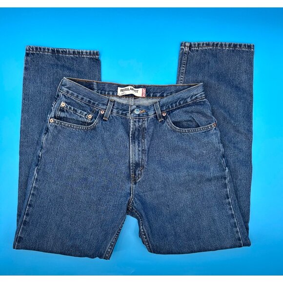 LEVIS 505 REGULAR FIT MENS BLUE DENIM JEANS W34 L32 Straight Leg! - Picture 2 of 7